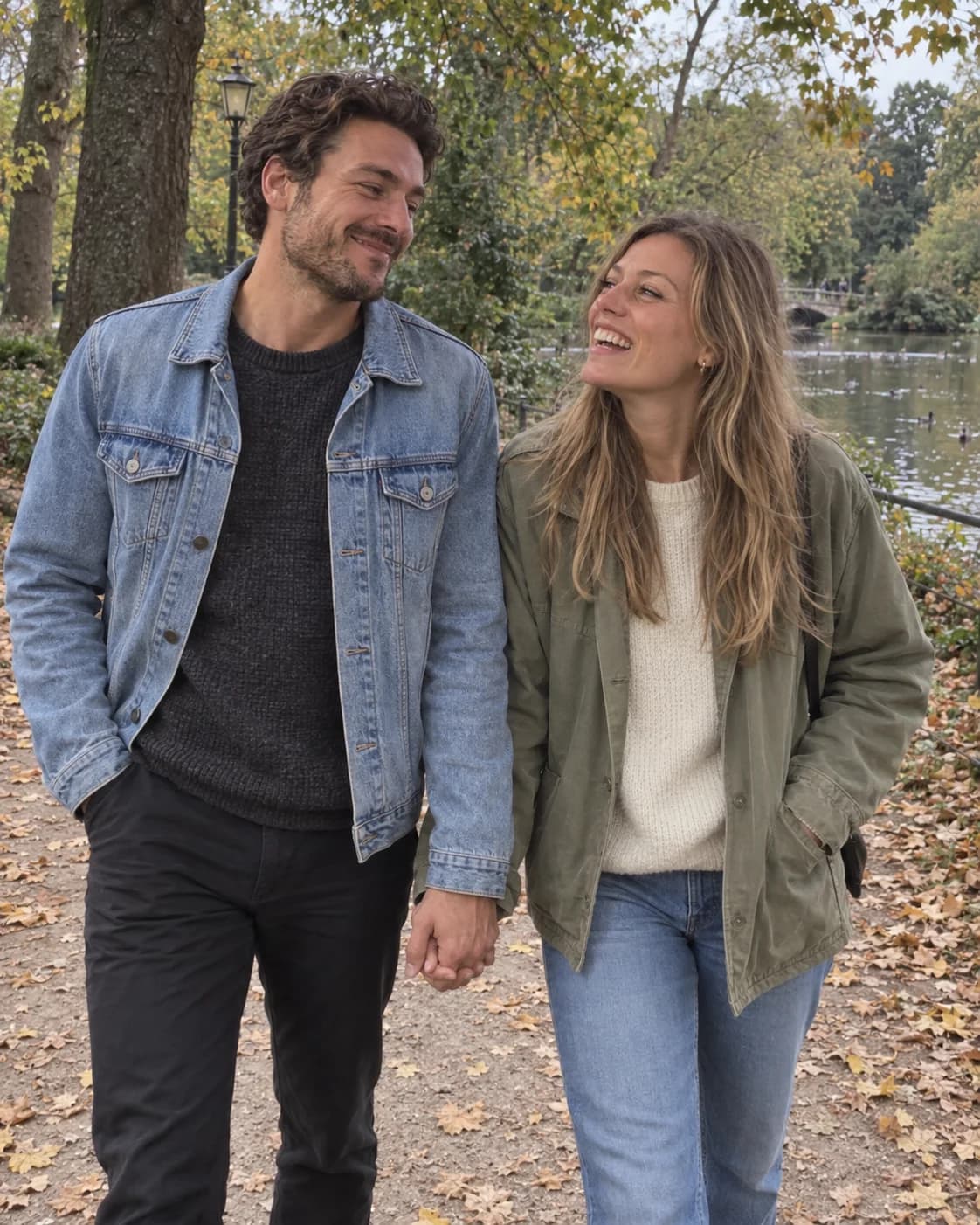 Daan en Sophie lopen hand in hand door het park en lachen naar elkaar