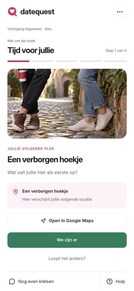 De digitale route op je telefoon, met uitleg en navigatie naar de volgende plek